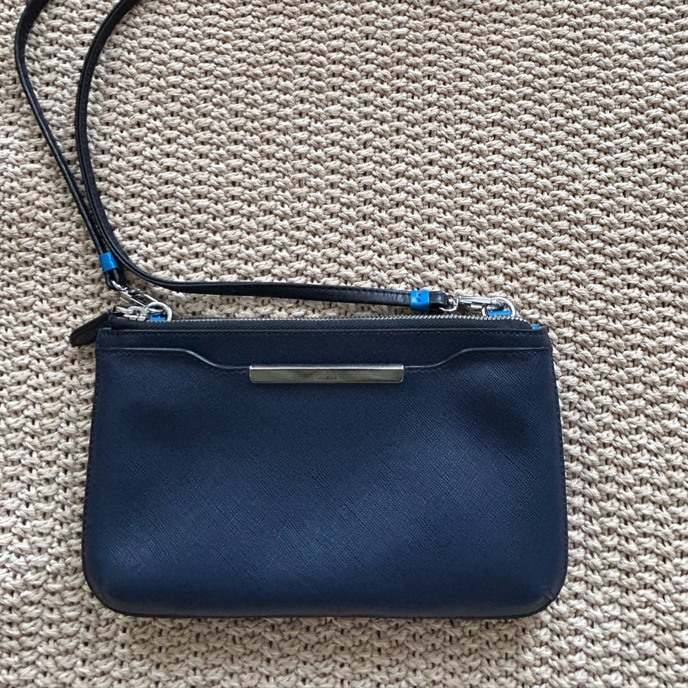 Tumi Blue Saffiano Leather Crossbody Bag - like-new condition!